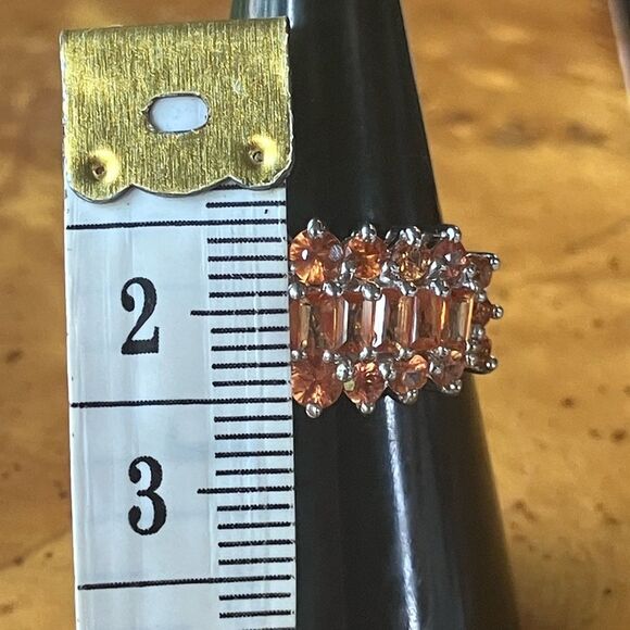 Natural Orange Sapphire Sterling Silver Ring Size 6 - Picture 7 of 9